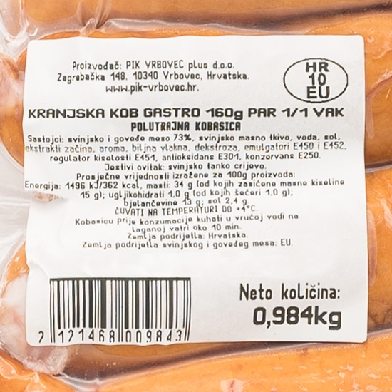 PIK Vrbovec Kranjska gastro cca 1 kg - Akcija u trgovini Metro