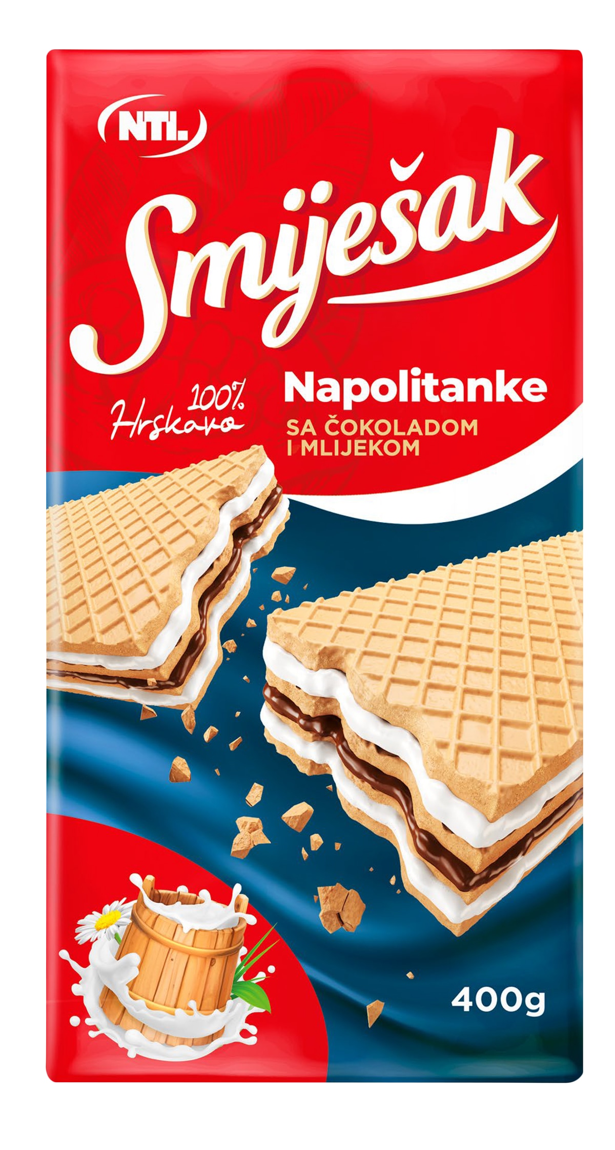 Napolitanke s mlijekom i čokoladom 400 g Smiješak - Akcija u trgovini NTL