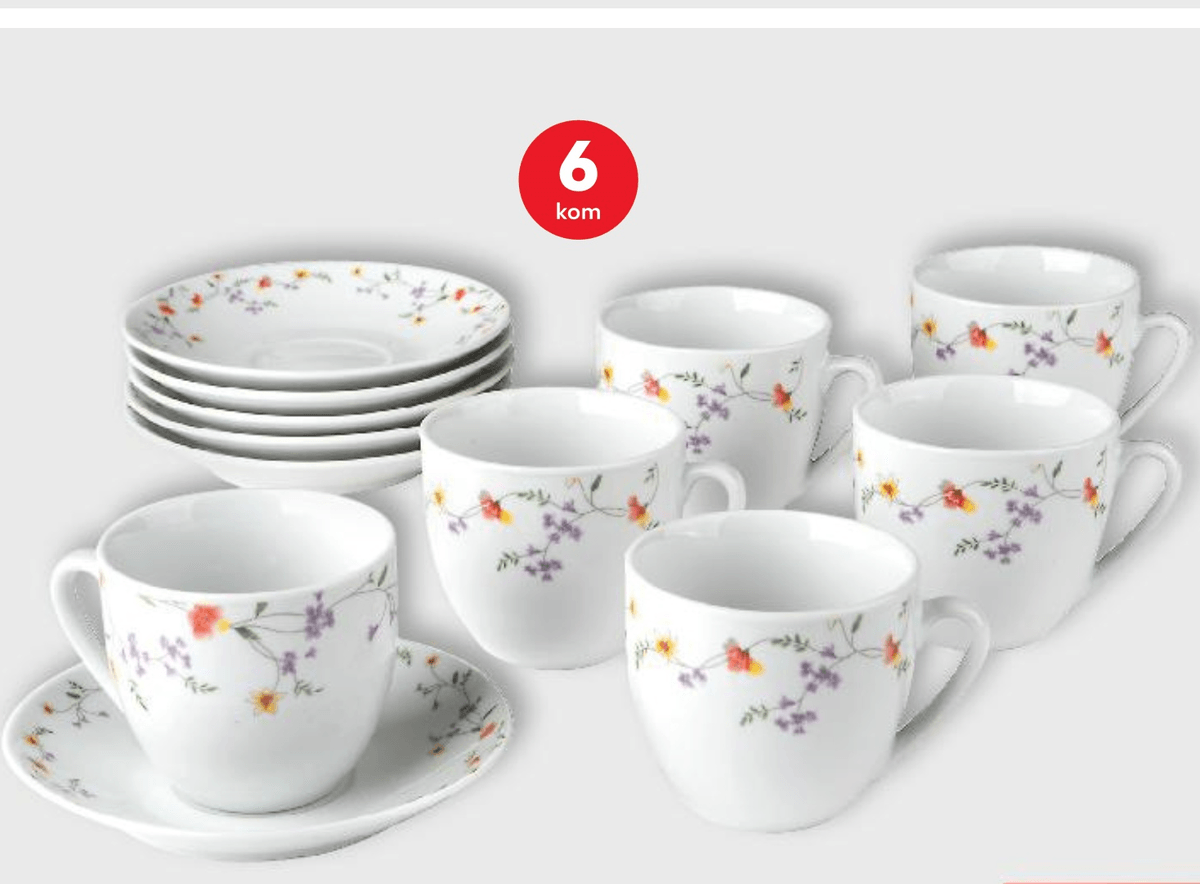 Šalice s tanjurićima 6 kom - Akcija u trgovini Kaufland