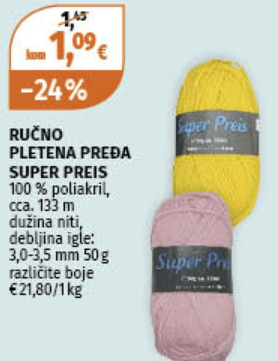 Ručno pletena pređa 50 g SUPER PREIS - Akcija u trgovini Mueller