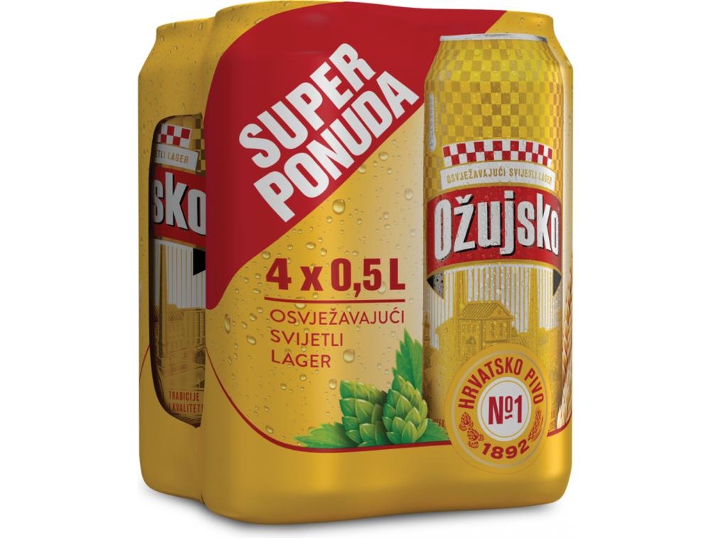 Pivo Ožujsko 4 x 0,5 l Zagrebačka pivovara - Akcija u trgovini Trgovina Krk
