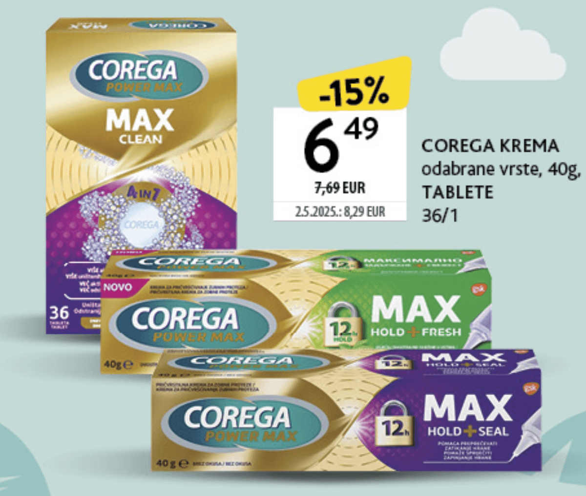 Corega krema 40g, 36/1 - Akcija u trgovini Konzum