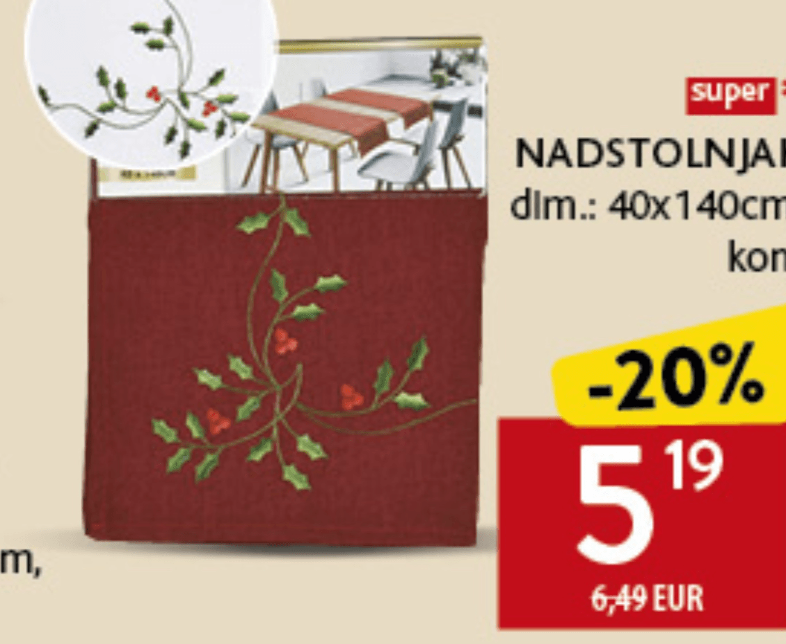 Nadstolnjak 40x140cm - Akcija u trgovini Konzum