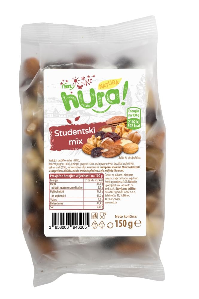 Studentski mix 150 g HURA NATURA - Akcija u trgovini NTL