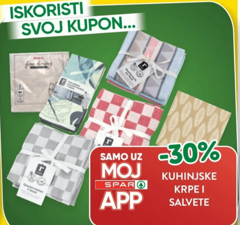 Kuhinjske krpe i salvete - Akcija u trgovini Spar