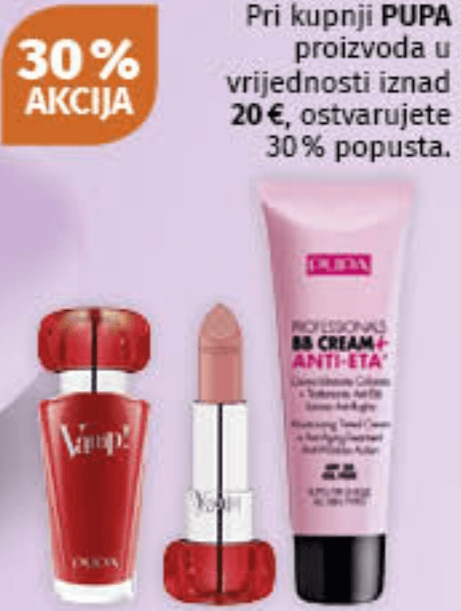 Pupa proizvodi - Akcija u trgovini Mueller