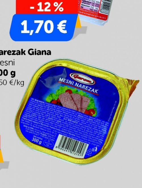 Mesni narezak 300 g Giana - Akcija u trgovini Trgovina Krk