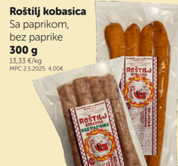 Roštilj kobasica 300 g - Akcija u trgovini Boso