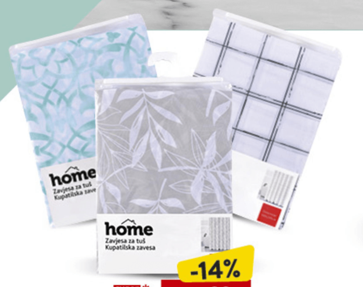 Home zavjesa za tuš 1 kom - Akcija u trgovini Konzum