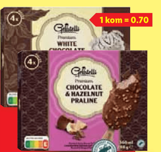Gelatelli Premium sladoled 4 x 90 ml - Akcija u trgovini Lidl