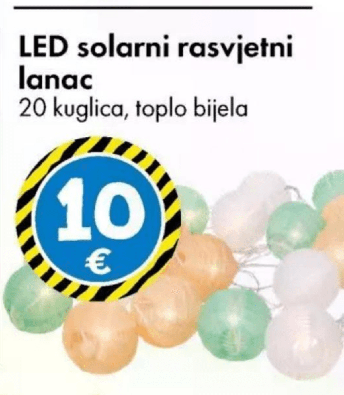LED solarni rasvjetni lanac 20 kuglica - Akcija u trgovini Tedi