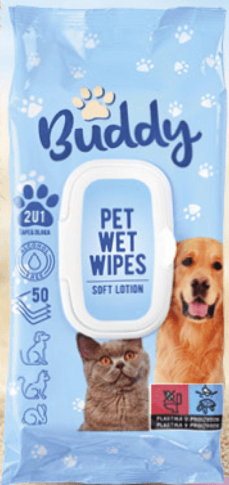 Buddy Vlažne maramice za šape 50 - Akcija u trgovini Konzum