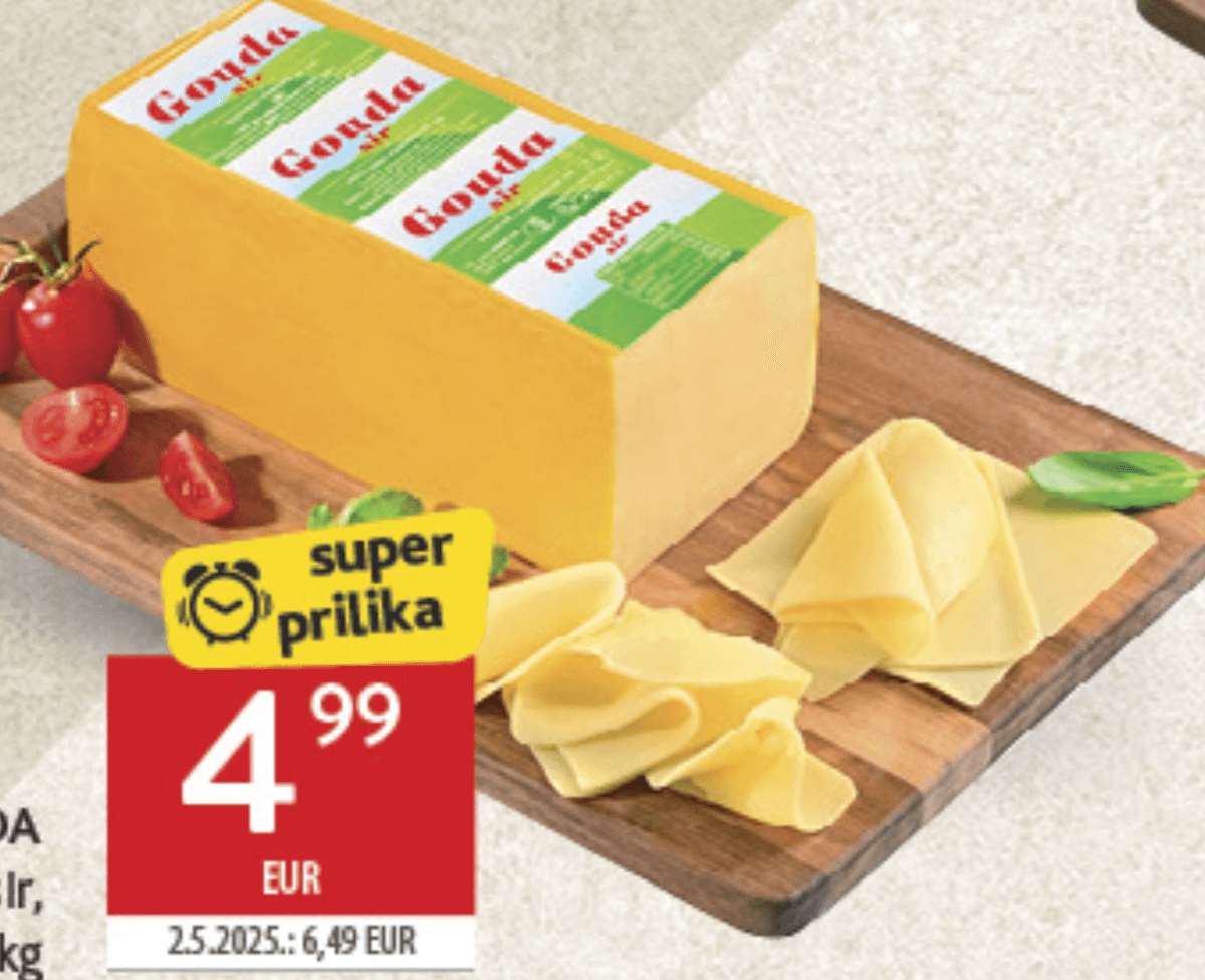 Gouda polutvrdi sir 1kg - Akcija u trgovini Konzum