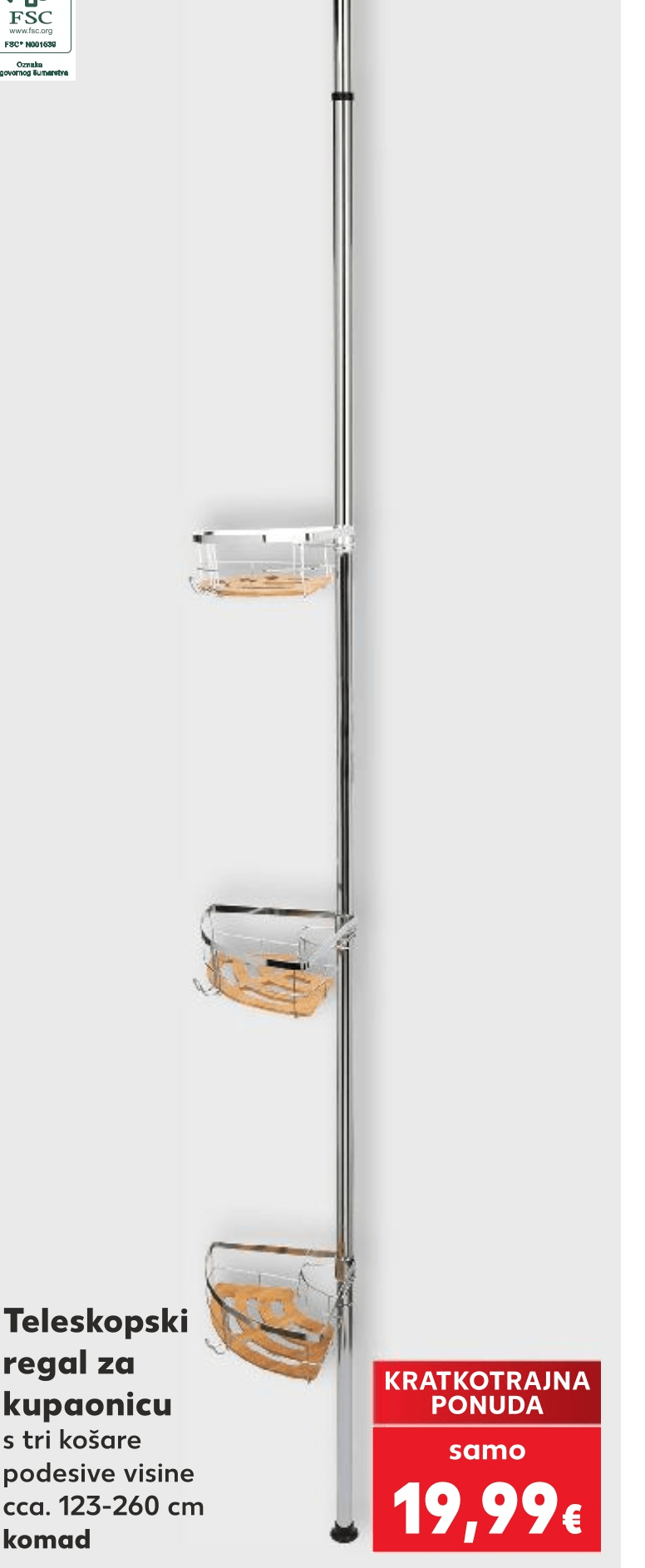 Teleskopski regal za kupaonicu 1 komad - Akcija u trgovini Kaufland