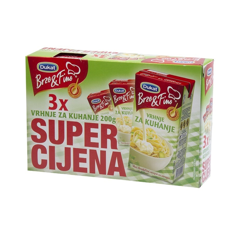 Brzo & Fino, Dukat Vrhnje za kuhanje 3 x 200 g - Akcija u trgovini Tommy