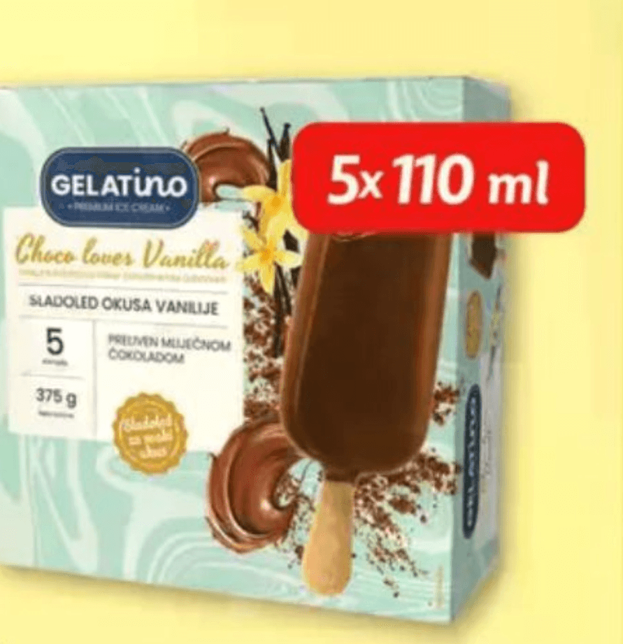 Gelatino Sladoled na štapiću 5x110 ml - Akcija u trgovini Plodine
