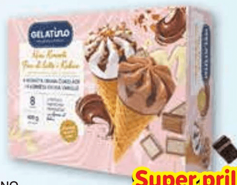 Gelatino Sladoled mini korneti 8 x 50 ml Akcija u trgovini Plodine