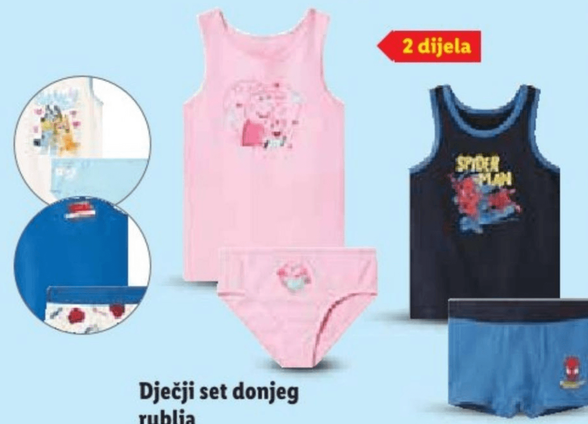 Dječji set donjeg rublja 2 dijela - Akcija u trgovini Lidl