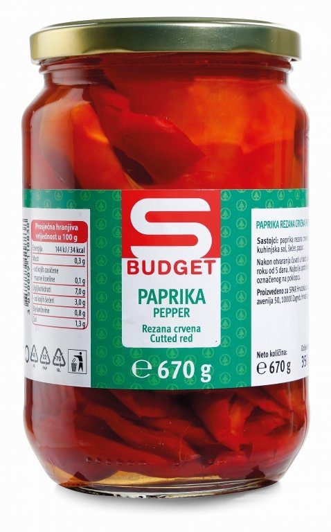 S Budget paprika rezana 670 g Akcija u trgovini Spar