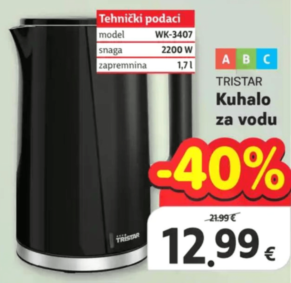 Tristar Kuhalo za vodu 1,7 l - Akcija u trgovini Plodine