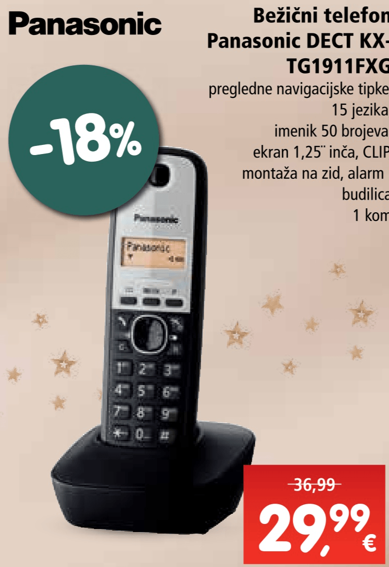 Bežični telefon Panasonic DECT KX-TG1911FXG 1 kom - Akcija u trgovini Interspar