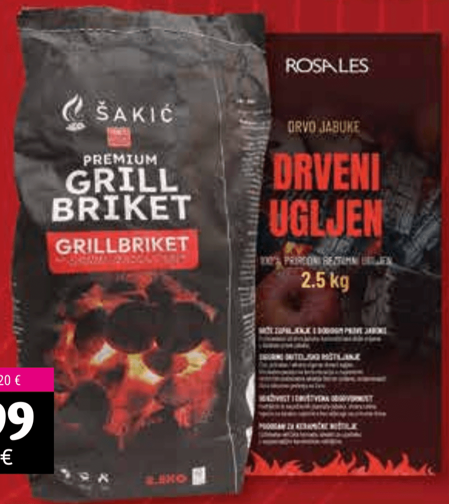 Ugljen Briket 2,5 kg Rosales / Šakić - Akcija u trgovini Trgovina Krk