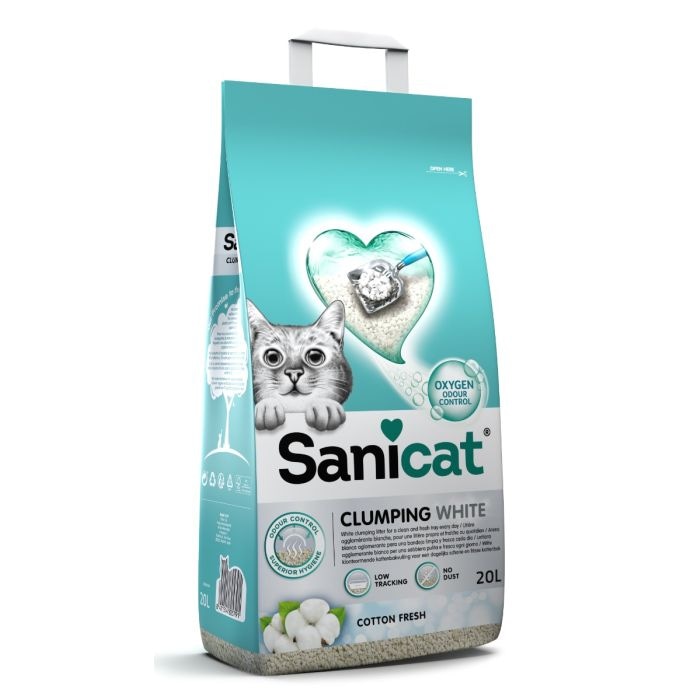 SANICAT CLUMPING WHITE COTTON FRESH 20 l - Akcija u trgovini Zoo City