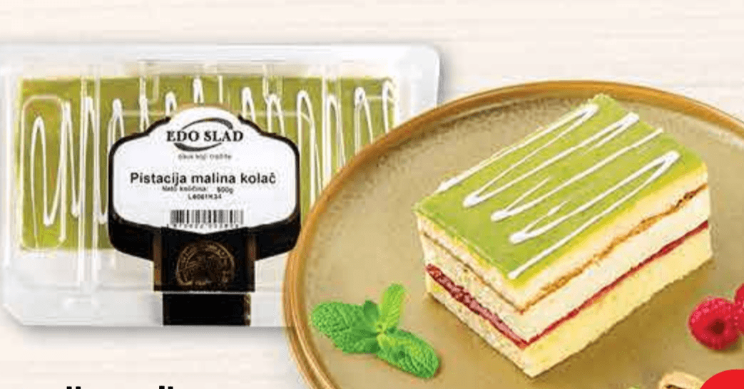 Pistacija-malina kolač 500 g - Akcija u trgovini Plodine