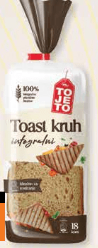 Tojeto Tost Integralni 330 g - Akcija u trgovini Trgovina Krk