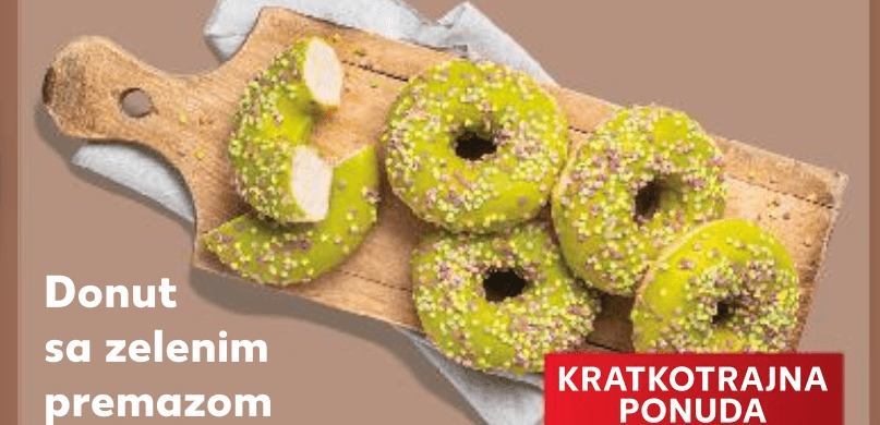 Donut sa zelenim premazom i šećerom 56 g - Akcija u trgovini Kaufland