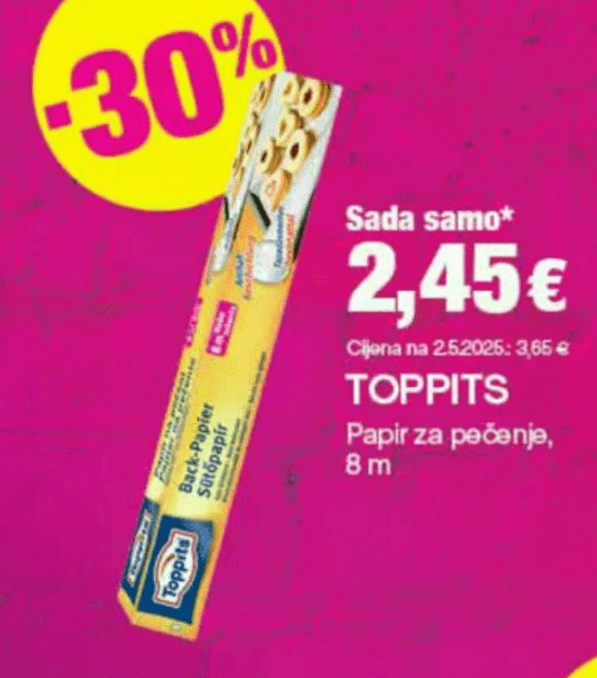 Toppits Papir za pečenje 8 m - Akcija u trgovini Bipa