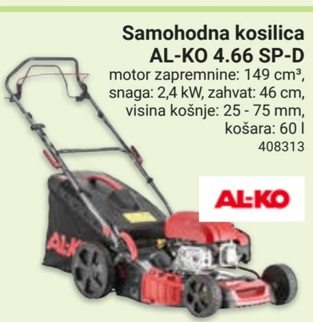 Samohodna kosilica AL-KO 4.66 SP-D - Akcija u trgovini Pevex