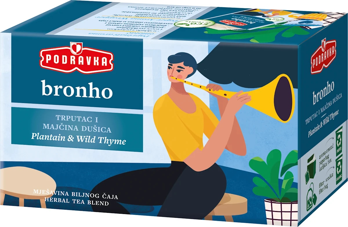 Podravka čaj Bronho trputac i majčina dušica 20 vrećica, 24 g - Akcija u trgovini Dm
