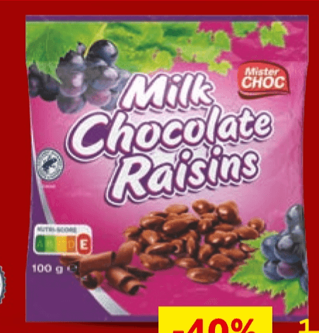 Mister Choc Grožđice u mliječnoj čokoladi 100 g - Akcija u trgovini Lidl