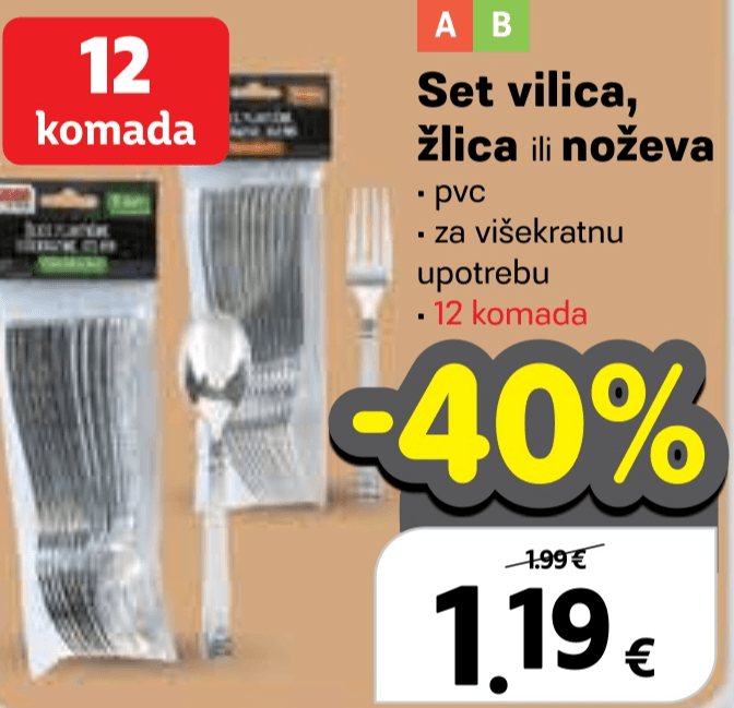 Set vilica, žlica ili noževa 12 komada - Akcija u trgovini Plodine
