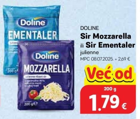 Doline sir mozzarella ili sir ementaler julienne 200 g Akcija u trgovini Plodine