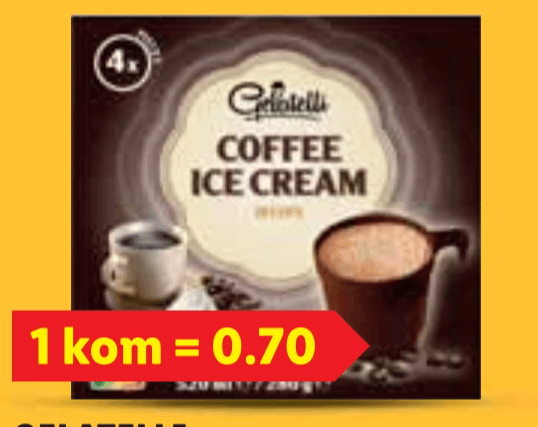 Gelatelli Sladoled s okusom kave 4 x 70 g - Akcija u trgovini Lidl