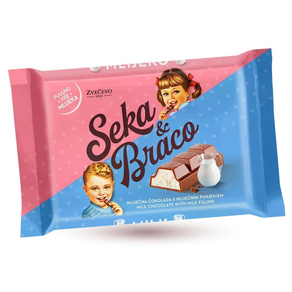 Čokolada Seka i braco punjena s mlijekom 100 g Zvečevo - Akcija u trgovini NTL