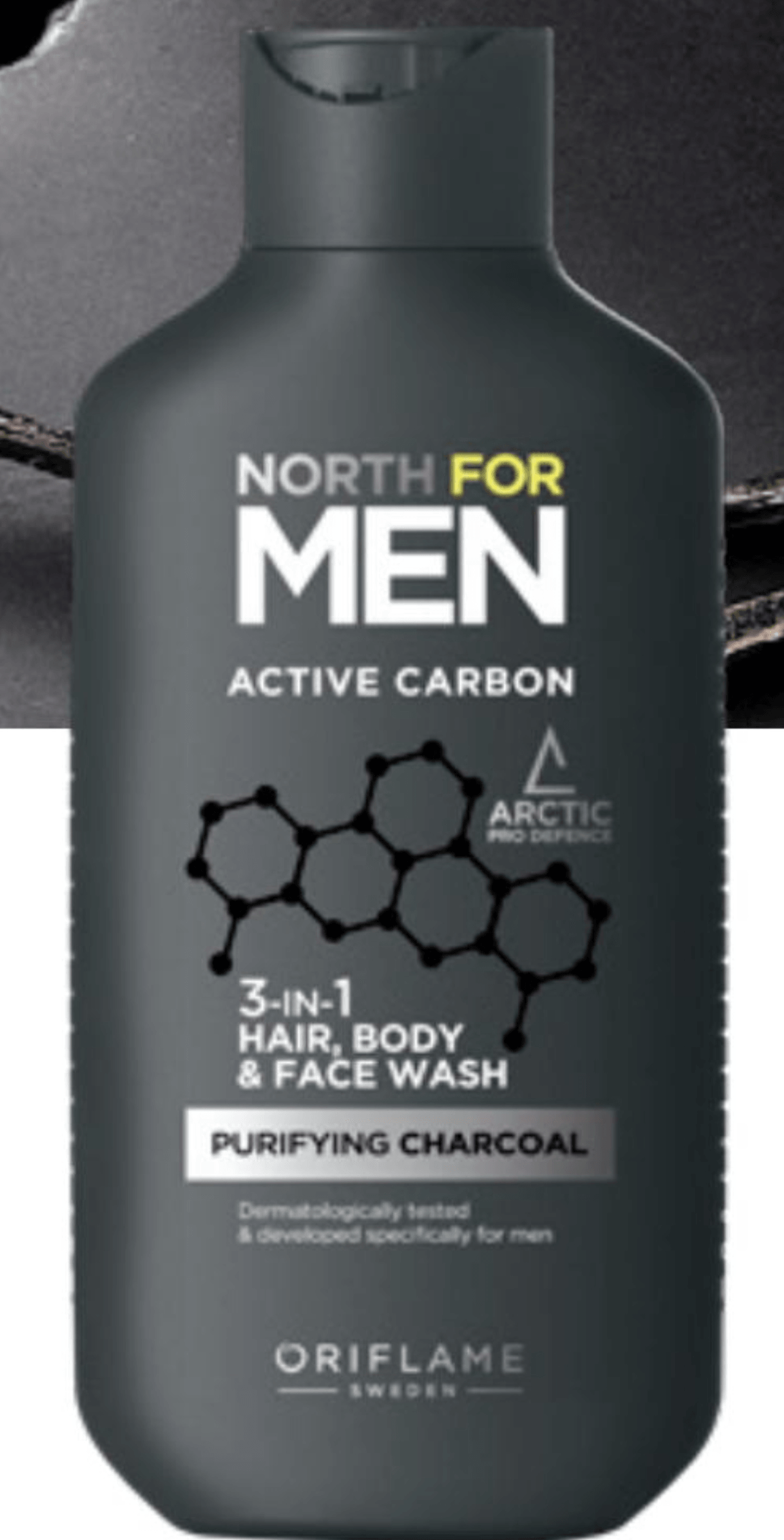 North For Men sredstvo za pranje lica, kose i tijela s aktivnim ugljenom 250 ml - Akcija u trgovini Oriflame