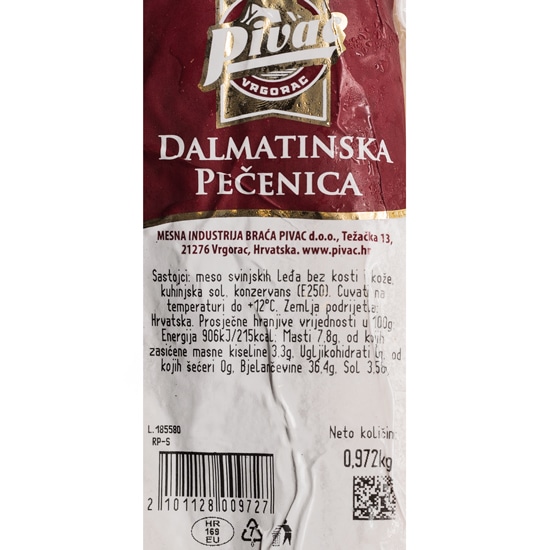 Dalmatinska pečenica 1 kg Pivac Akcija u trgovini Spar