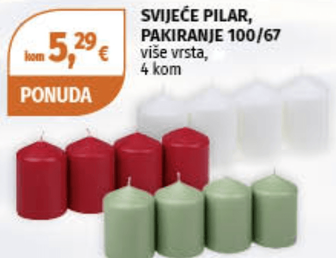 Svijeće Pilar 4 kom - Akcija u trgovini Mueller