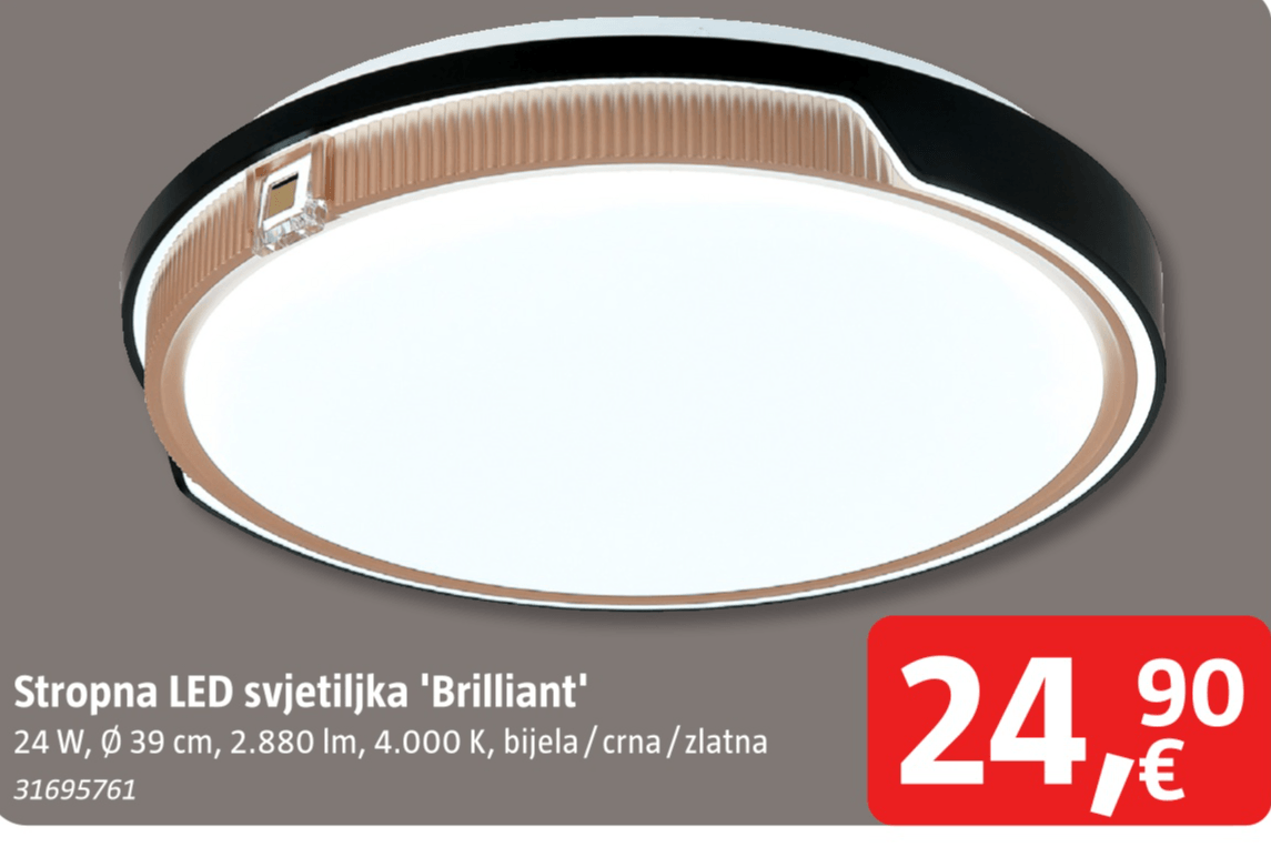 Tween Light Stropna LED svjetiljka 'Brilliant' 24 W, Ø 39 cm, 2.880 lm, 4.000 K - Akcija u trgovini Bauhaus