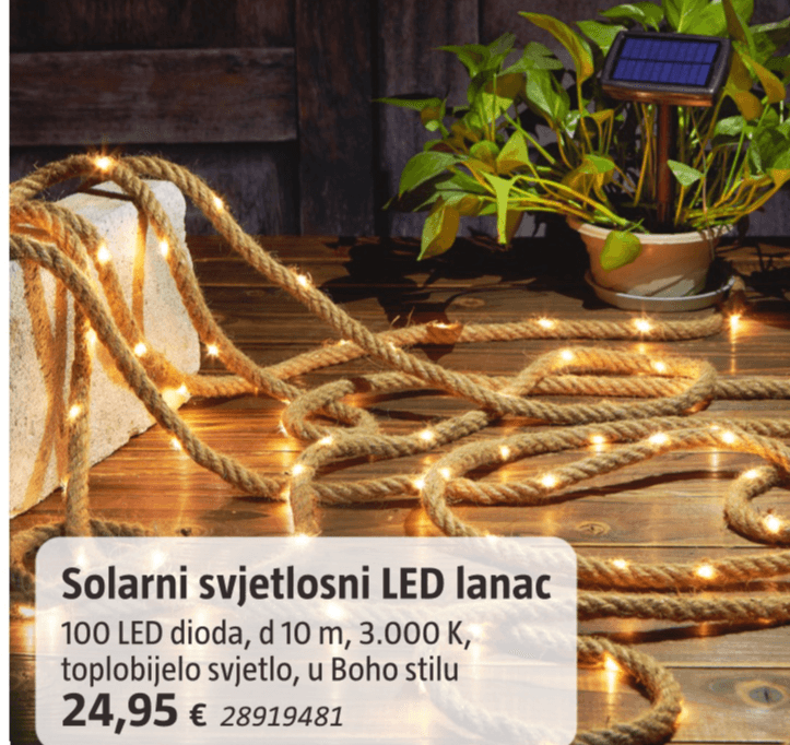 Solarni svjetlosni LED lanac - Akcija u trgovini Bauhaus