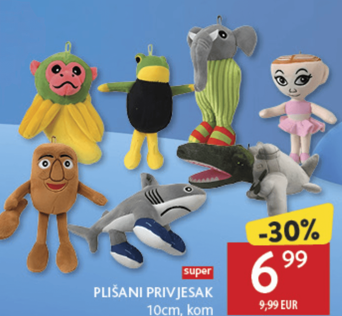 Plišani privjesak 10cm, kom - Akcija u trgovini Konzum