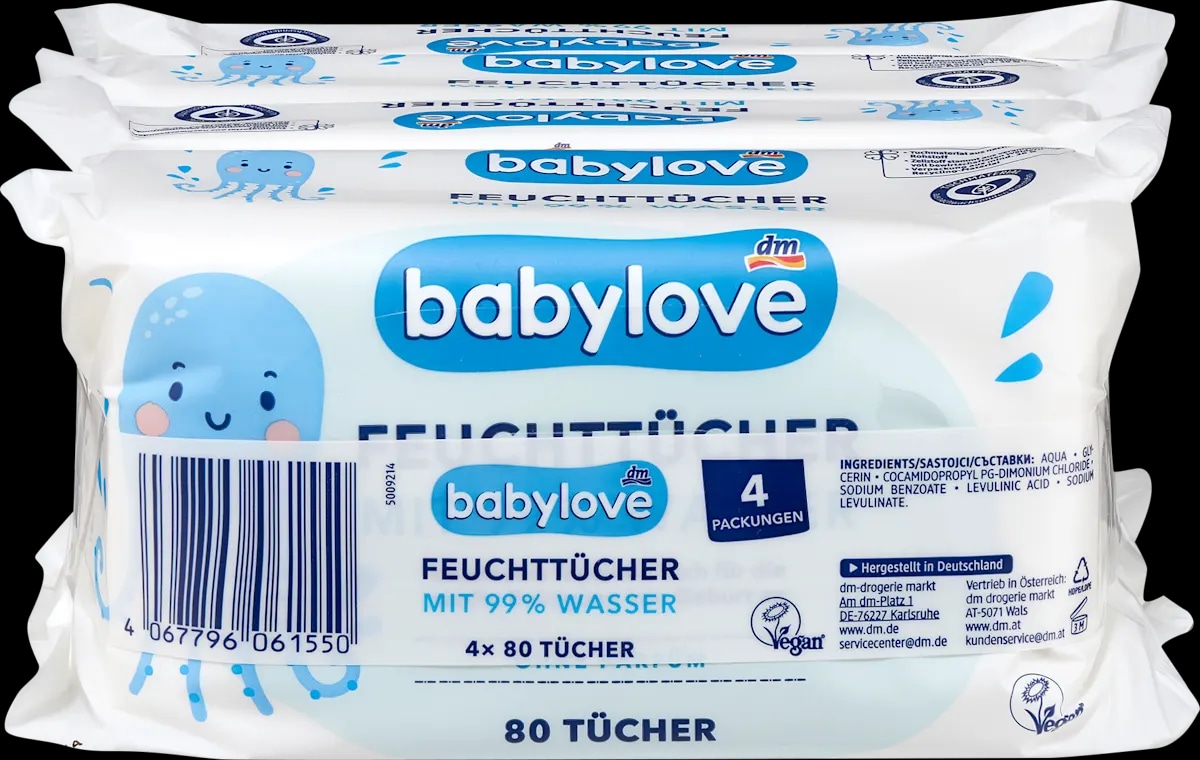 babylove vlažne maramice 4 x 80 kom. - Akcija u trgovini Dm