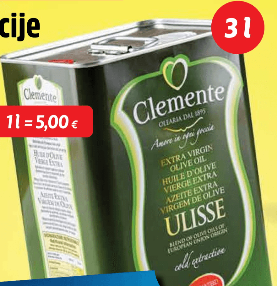Clemente Maslinovo ulje 3 l - Akcija u trgovini Plodine