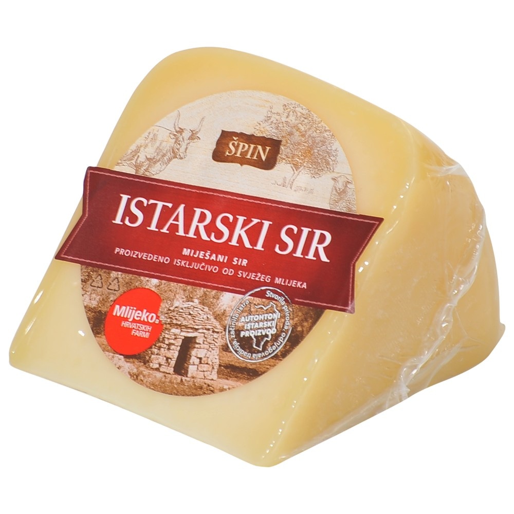 Špin Istarski sir tvrdi punomasni sir od mješavine kravljeg i ovčjeg mlijeka 230 g Akcija u trgovini Konzum