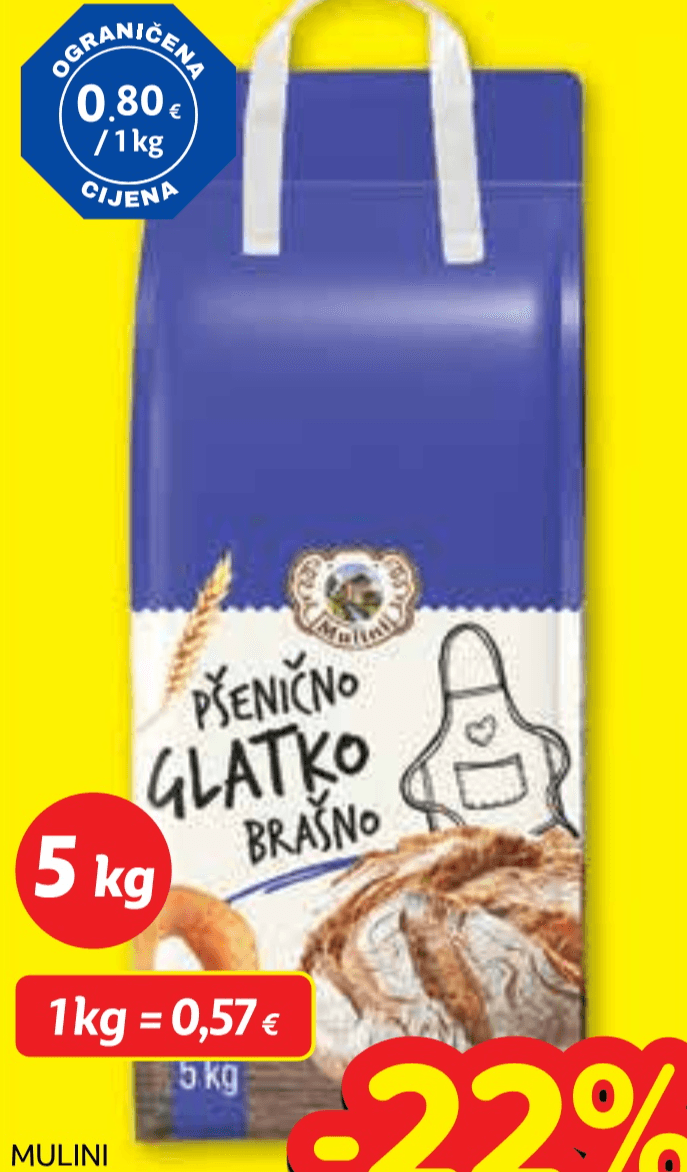 Mulini Pšenično glatko brašno T-550 5 kg - Akcija u trgovini Plodine