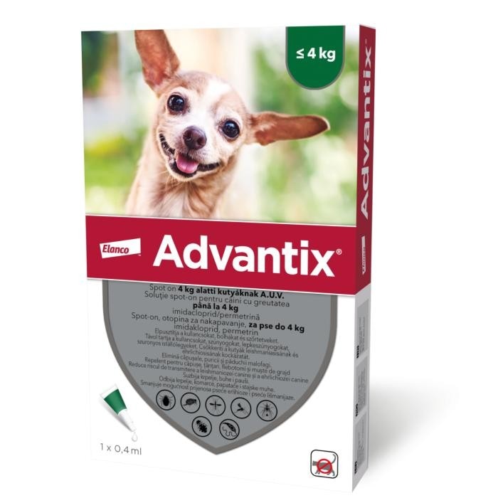 Advantix ampula za odbijanje i ubijanje buha, krpelja, papatača, komaraca i odbijanje stajske muhe kod pasa 1 x 0,4 ml Akcija u trgovini Zoo City