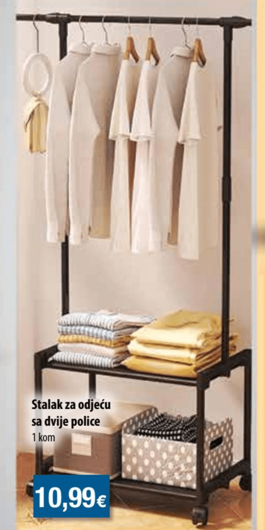 Stalak za odjeću sa dvije police 1 kom - Akcija u trgovini NTL